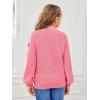 imageGirls Pullover Sweaters Kids Long Sleeve Drop Shoulder Sweaters Casual Boat Neck Knit Jumper TopsBright Pink