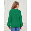 imageGirls Pullover Sweaters Kids Long Sleeve Drop Shoulder Sweaters Casual Boat Neck Knit Jumper TopsDark Green