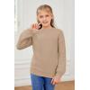 imageGirls Pullover Sweaters Kids Long Sleeve Drop Shoulder Sweaters Casual Boat Neck Knit Jumper TopsKhaki