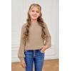 imageGirls Pullover Sweaters Kids Long Sleeve Drop Shoulder Sweaters Casual Boat Neck Knit Jumper TopsKhaki