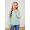 imageGirls Pullover Sweaters Kids Long Sleeve Drop Shoulder Sweaters Casual Boat Neck Knit Jumper TopsMint Green