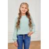 imageGirls Pullover Sweaters Kids Long Sleeve Drop Shoulder Sweaters Casual Boat Neck Knit Jumper TopsMint Green