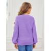 imageGirls Pullover Sweaters Kids Long Sleeve Drop Shoulder Sweaters Casual Boat Neck Knit Jumper TopsPurple