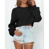 imageImily Bela Cropped Sweaters for Women Lantern Long Sleeve Crop Top Slouchy Trendy Loose Crewneck Pullover SweaterBlack