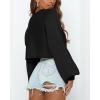imageImily Bela Cropped Sweaters for Women Lantern Long Sleeve Crop Top Slouchy Trendy Loose Crewneck Pullover SweaterBlack