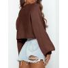 imageImily Bela Cropped Sweaters for Women Lantern Long Sleeve Crop Top Slouchy Trendy Loose Crewneck Pullover SweaterBrown