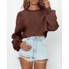 imageImily Bela Cropped Sweaters for Women Lantern Long Sleeve Crop Top Slouchy Trendy Loose Crewneck Pullover SweaterBrown