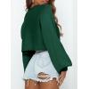 imageImily Bela Cropped Sweaters for Women Lantern Long Sleeve Crop Top Slouchy Trendy Loose Crewneck Pullover SweaterGreen