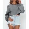 imageImily Bela Cropped Sweaters for Women Lantern Long Sleeve Crop Top Slouchy Trendy Loose Crewneck Pullover SweaterGrey