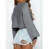 imageImily Bela Cropped Sweaters for Women Lantern Long Sleeve Crop Top Slouchy Trendy Loose Crewneck Pullover SweaterGrey