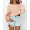 imageImily Bela Cropped Sweaters for Women Lantern Long Sleeve Crop Top Slouchy Trendy Loose Crewneck Pullover SweaterKhaki
