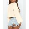 imageImily Bela Cropped Sweaters for Women Lantern Long Sleeve Crop Top Slouchy Trendy Loose Crewneck Pullover SweaterOffwhite
