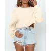 imageImily Bela Cropped Sweaters for Women Lantern Long Sleeve Crop Top Slouchy Trendy Loose Crewneck Pullover SweaterOffwhite