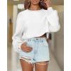 imageImily Bela Cropped Sweaters for Women Lantern Long Sleeve Crop Top Slouchy Trendy Loose Crewneck Pullover SweaterWhite