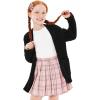 imageImily Bela Girls Cardigan Open Front Popcorn Knit Long Sleeve Sweaters Coat with PocketsBlack
