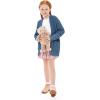imageImily Bela Girls Cardigan Open Front Popcorn Knit Long Sleeve Sweaters Coat with PocketsBlue