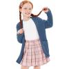 imageImily Bela Girls Cardigan Open Front Popcorn Knit Long Sleeve Sweaters Coat with PocketsBlue
