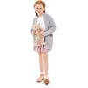 imageImily Bela Girls Cardigan Open Front Popcorn Knit Long Sleeve Sweaters Coat with PocketsGrey