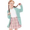 imageImily Bela Girls Cardigan Open Front Popcorn Knit Long Sleeve Sweaters Coat with PocketsLight Green