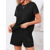 imageImily Bela Womens 2 Piece Lounge Sets Summer Short Sleeve Tops and Shorts Set Airport Travel OutfitsBlack