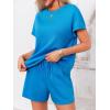 imageImily Bela Womens 2 Piece Lounge Sets Summer Short Sleeve Tops and Shorts Set Airport Travel OutfitsBlue