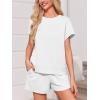 imageImily Bela Womens 2 Piece Lounge Sets Summer Short Sleeve Tops and Shorts Set Airport Travel OutfitsWhite