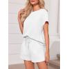 imageImily Bela Womens 2 Piece Lounge Sets Summer Short Sleeve Tops and Shorts Set Airport Travel OutfitsWhite