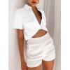 imageImily Bela Womens Cropped Shirts Summer V Neck Twist Front Tops Blouses with PocketsWhite