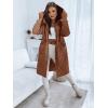 imageImily Bela Womens Long Quilted Jackets Zip Up Hooded Drawstring Waist Coats with PocketsBrown