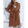 imageImily Bela Womens Long Quilted Jackets Zip Up Hooded Drawstring Waist Coats with PocketsBrown