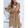 imageImily Bela Womens Long Quilted Jackets Zip Up Hooded Drawstring Waist Coats with PocketsDark Khaki