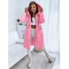 imageImily Bela Womens Long Quilted Jackets Zip Up Hooded Drawstring Waist Coats with PocketsPink