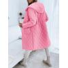 imageImily Bela Womens Long Quilted Jackets Zip Up Hooded Drawstring Waist Coats with PocketsPink