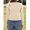 imageImily Bela Womens Long Sleeve Shirts V Neck Slim Fitted Henley Tops 2025 Ribbed Knit Casual Trendy Going Out Crop TopsApricot