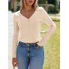 imageImily Bela Womens Long Sleeve Shirts V Neck Slim Fitted Henley Tops 2025 Ribbed Knit Casual Trendy Going Out Crop TopsApricot