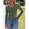 imageImily Bela Womens Long Sleeve Shirts V Neck Slim Fitted Henley Tops 2025 Ribbed Knit Casual Trendy Going Out Crop TopsArmy Green