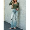 imageImily Bela Womens Long Sleeve Shirts V Neck Slim Fitted Henley Tops 2025 Ribbed Knit Casual Trendy Going Out Crop TopsArmy Green