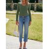 imageImily Bela Womens Long Sleeve Shirts V Neck Slim Fitted Henley Tops 2025 Ribbed Knit Casual Trendy Going Out Crop TopsArmy Green