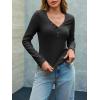 imageImily Bela Womens Long Sleeve Shirts V Neck Slim Fitted Henley Tops 2025 Ribbed Knit Casual Trendy Going Out Crop TopsBlack