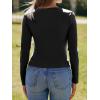 imageImily Bela Womens Long Sleeve Shirts V Neck Slim Fitted Henley Tops 2025 Ribbed Knit Casual Trendy Going Out Crop TopsBlack