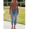 imageImily Bela Womens Long Sleeve Shirts V Neck Slim Fitted Henley Tops 2025 Ribbed Knit Casual Trendy Going Out Crop TopsBrown