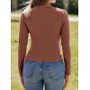 imageImily Bela Womens Long Sleeve Shirts V Neck Slim Fitted Henley Tops 2025 Ribbed Knit Casual Trendy Going Out Crop TopsBrown