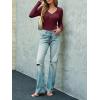 imageImily Bela Womens Long Sleeve Shirts V Neck Slim Fitted Henley Tops 2025 Ribbed Knit Casual Trendy Going Out Crop TopsBurgundy