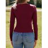 imageImily Bela Womens Long Sleeve Shirts V Neck Slim Fitted Henley Tops 2025 Ribbed Knit Casual Trendy Going Out Crop TopsBurgundy