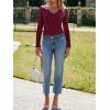 imageImily Bela Womens Long Sleeve Shirts V Neck Slim Fitted Henley Tops 2025 Ribbed Knit Casual Trendy Going Out Crop TopsBurgundy