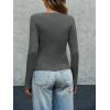 imageImily Bela Womens Long Sleeve Shirts V Neck Slim Fitted Henley Tops 2025 Ribbed Knit Casual Trendy Going Out Crop TopsDark Grey
