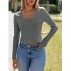 imageImily Bela Womens Long Sleeve Shirts V Neck Slim Fitted Henley Tops 2025 Ribbed Knit Casual Trendy Going Out Crop TopsDark Grey