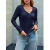 imageImily Bela Womens Long Sleeve Shirts V Neck Slim Fitted Henley Tops 2025 Ribbed Knit Casual Trendy Going Out Crop TopsNavy Blue