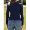 imageImily Bela Womens Long Sleeve Shirts V Neck Slim Fitted Henley Tops 2025 Ribbed Knit Casual Trendy Going Out Crop TopsNavy Blue