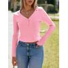 imageImily Bela Womens Long Sleeve Shirts V Neck Slim Fitted Henley Tops 2025 Ribbed Knit Casual Trendy Going Out Crop TopsPink